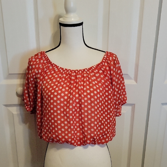 Tops - Red Polka Dot Women's Crop Top